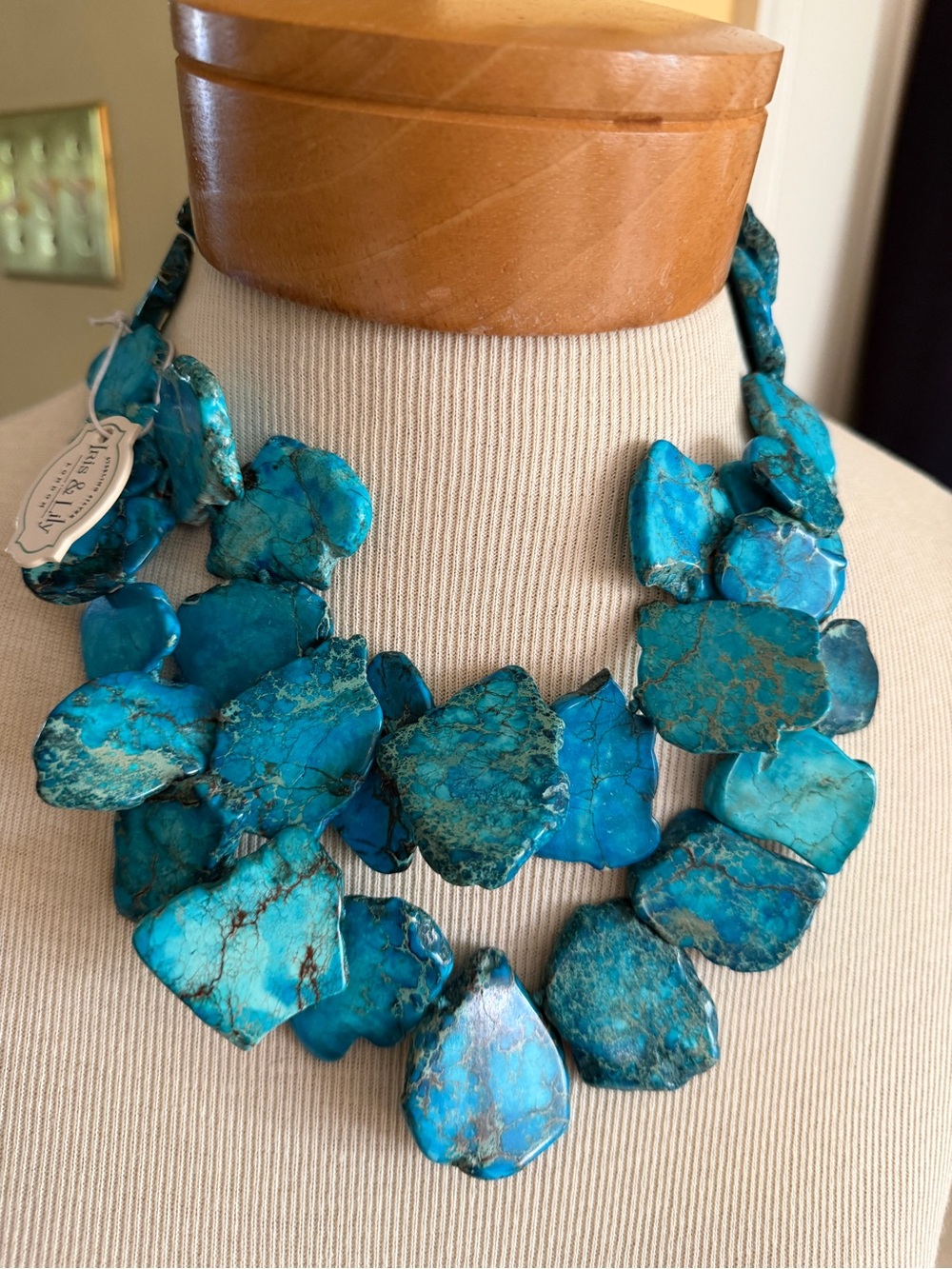 Jasper Blue Statement Stone Necklace by Iris & Lily